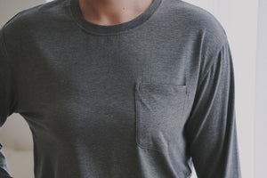 Unisex Basics Bamboo Cotton Long Sleeve Shirt - Charcoal