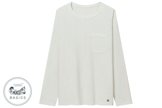 Load image into Gallery viewer, Unisex Basics Long Sleeve Shirt (Bamboo Cotton) - White
