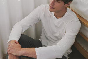 
            
                Load image into Gallery viewer, Unisex Basics Bamboo Cotton Long Sleeve Shirt - White
            
        