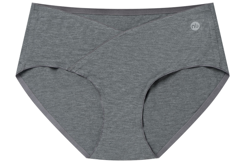 
            
                Load image into Gallery viewer, Women&amp;#39;s Basics Bamboo Spandex Crossover Bikini Underwear - Charcoal and Grey Dusk
            
        