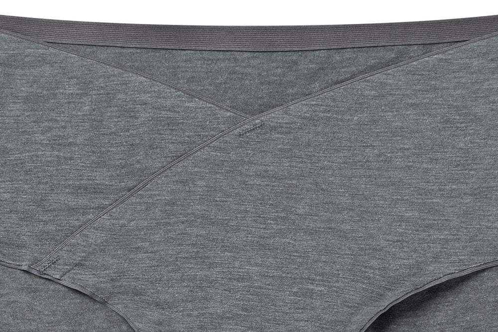 
            
                Load image into Gallery viewer, Women&amp;#39;s Basics Bamboo Spandex Crossover Bikini Underwear - Charcoal and Grey Dusk
            
        