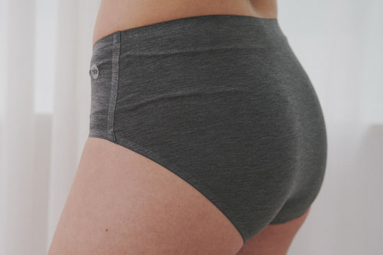 Women's Basics Crossover Bikini Underwear (Bamboo Spandex, 2 Pack) - Charcoal and Grey Dusk