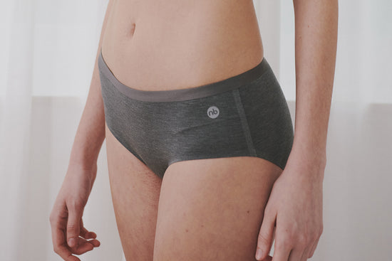 Women's Basics Bikini Underwear (Bamboo Spandex, 2 Pack) - Charcoal and Grey Dusk
