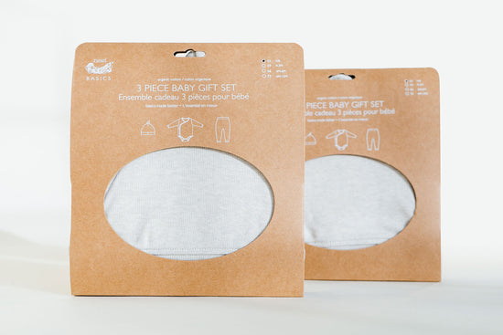 Load image into Gallery viewer, Basics 3 Piece Baby Gift Set (Organic Cotton) - Light Grey
