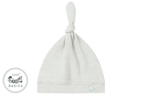 Basics Knotted Baby Hat (Organic Cotton)  - Light Grey