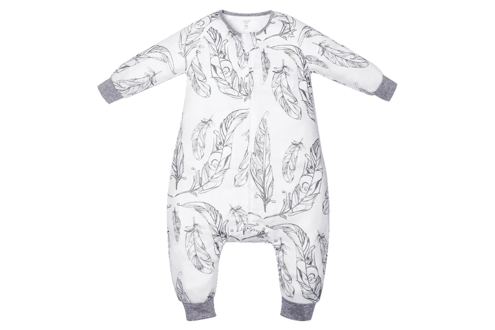 Bamboo Long Sleeve Sleep Suit 0.6 TOG - Feather White - Nest Designs