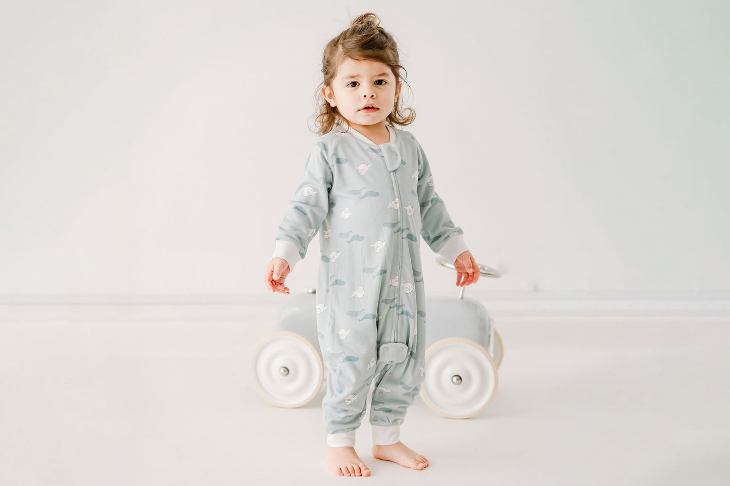 Long Sleeve Footed Sleep Bag 1.0 TOG (Organic Cotton, 4T-6T Only) - Beluga Boogie