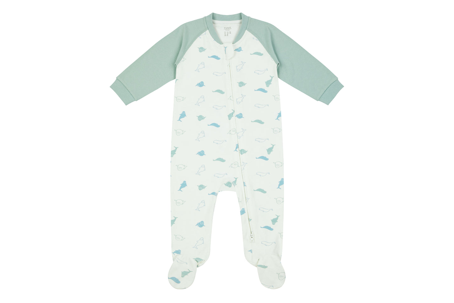 One-Piece Zip Footed Sleeper (Organic Cotton) - Baby Beluga – Nest