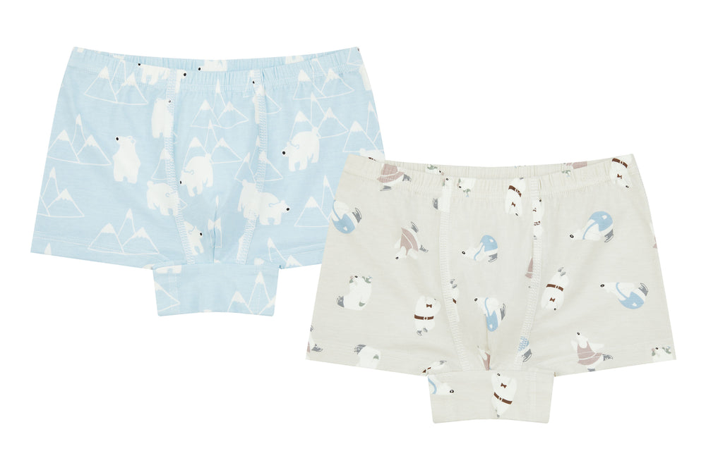 Boys Boxer Briefs Underwear (Bamboo, 2 Pack) - Polar Bear