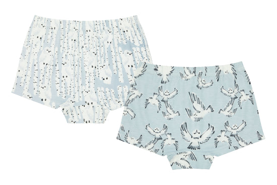 Girls Boy Short Underwear (Bamboo, 2 Pack) - Owls
