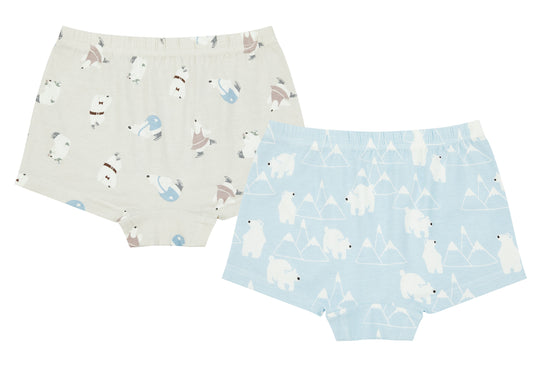 Load image into Gallery viewer, Girls Boy Short Underwear (Bamboo, 2 Pack) - Polar Bear
