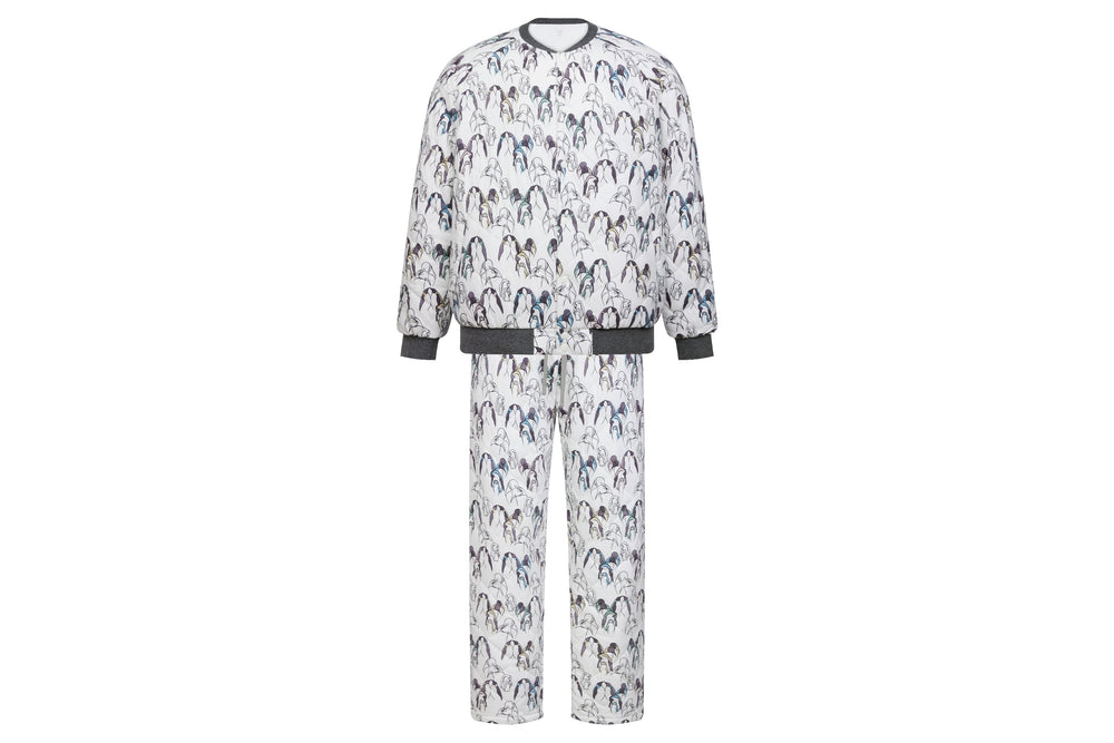 
            
                Load image into Gallery viewer, Men&amp;#39;s Organic Cotton Two-Piece Quilted Lounge Suit - Penguin Love
            
        