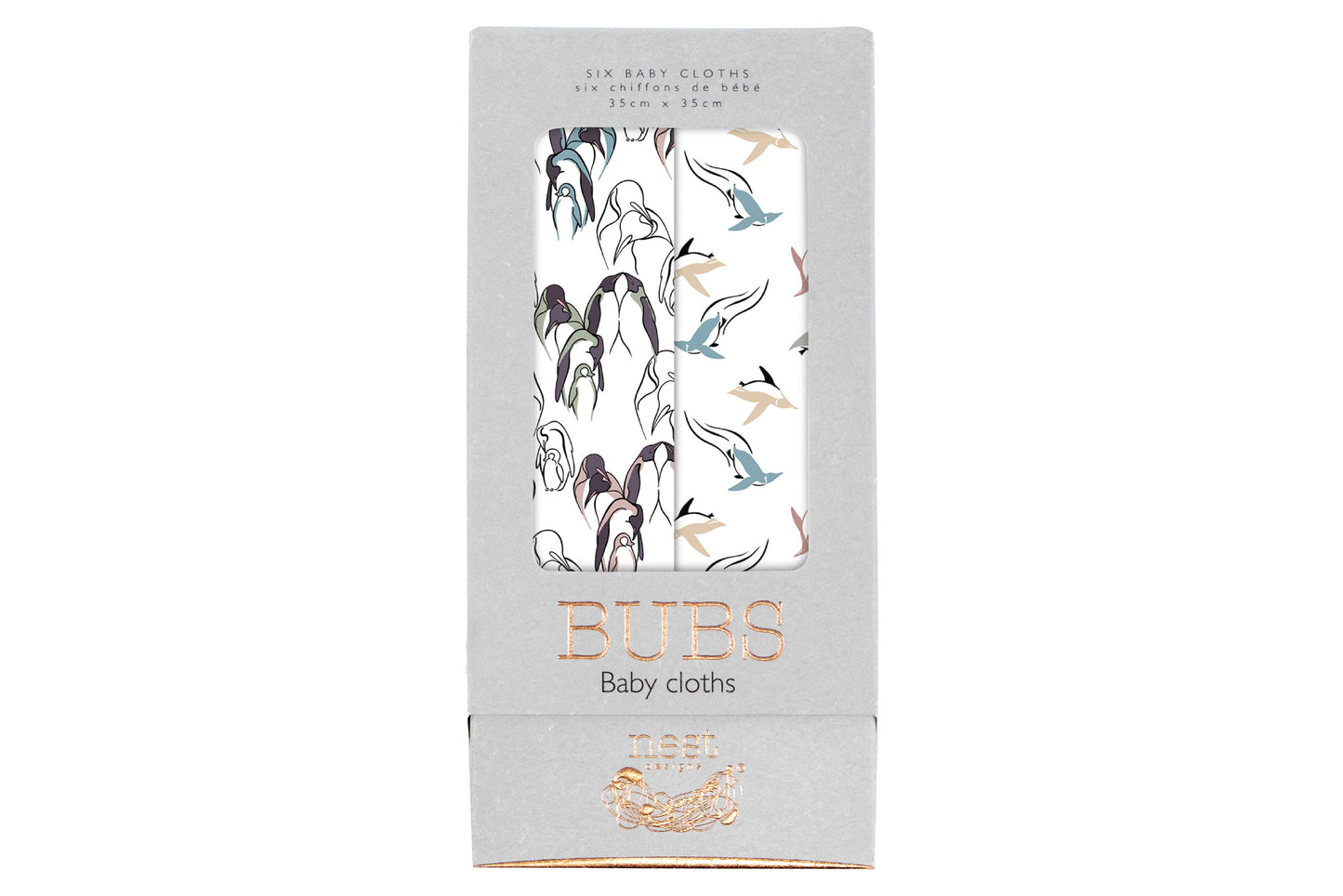 Bubs Baby Washcloth Set (Bamboo, 6 Pack) - Penguins