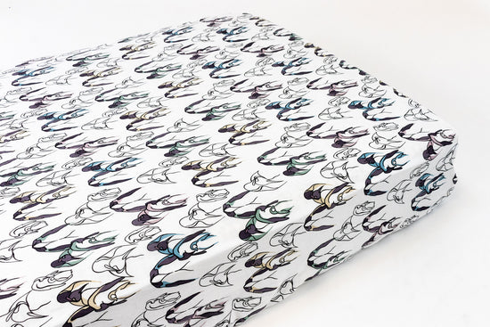 Fitted Crib Sheet (Bamboo) - Penguin Love