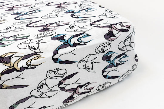 Fitted Crib Sheet (Bamboo) - Penguin Love