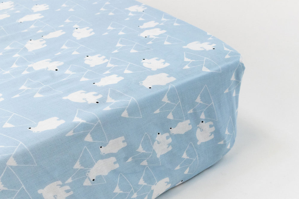 Fitted Bamboo Crib Sheet - Snowy Peaks