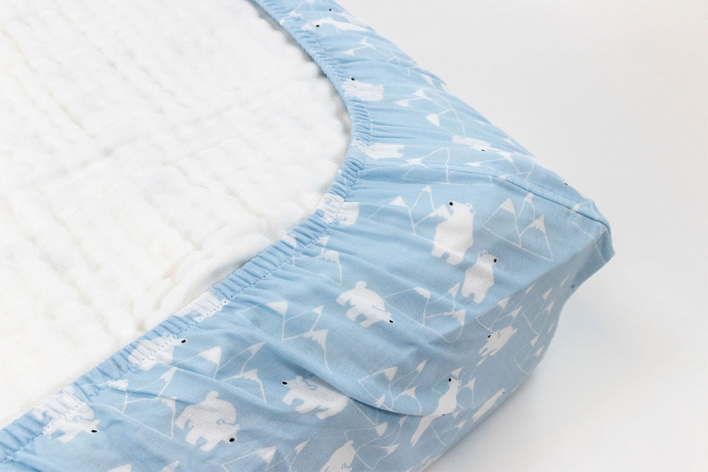 Fitted Bamboo Crib Sheet - Snowy Peaks