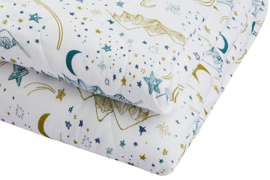 Load image into Gallery viewer, Duvet Cover (Bamboo Muslin, Medium) - Stars White &amp;amp; Green
