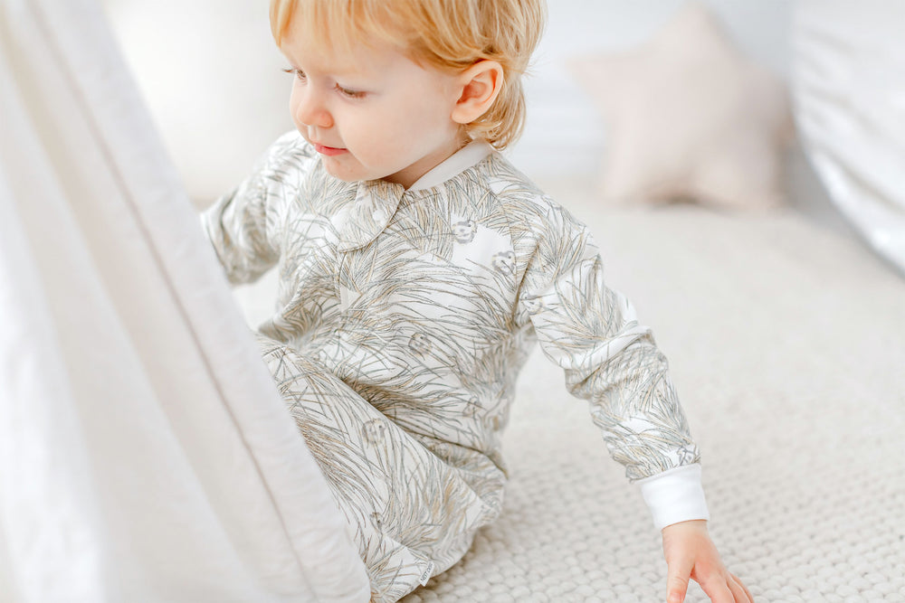 
            
                Load image into Gallery viewer, Organic Cotton Long Sleeve Sleep Suit 1.0 TOG - Seagulls &amp;amp; Seagrass - Nest Designs
            
        