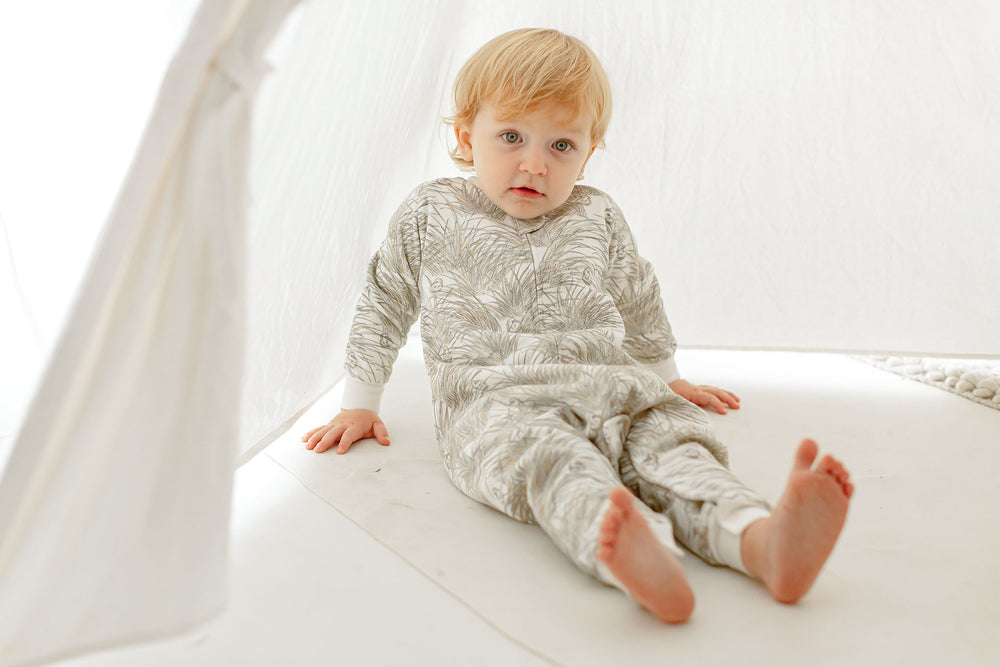 
            
                Load image into Gallery viewer, Organic Cotton Long Sleeve Sleep Suit 1.0 TOG - Seagulls &amp;amp; Seagrass - Nest Designs
            
        