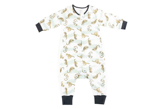 Load image into Gallery viewer, Bamboo Pima Long Sleeve Sleep Suit 0.6 TOG - Jungle Stripes - Nest Designs
