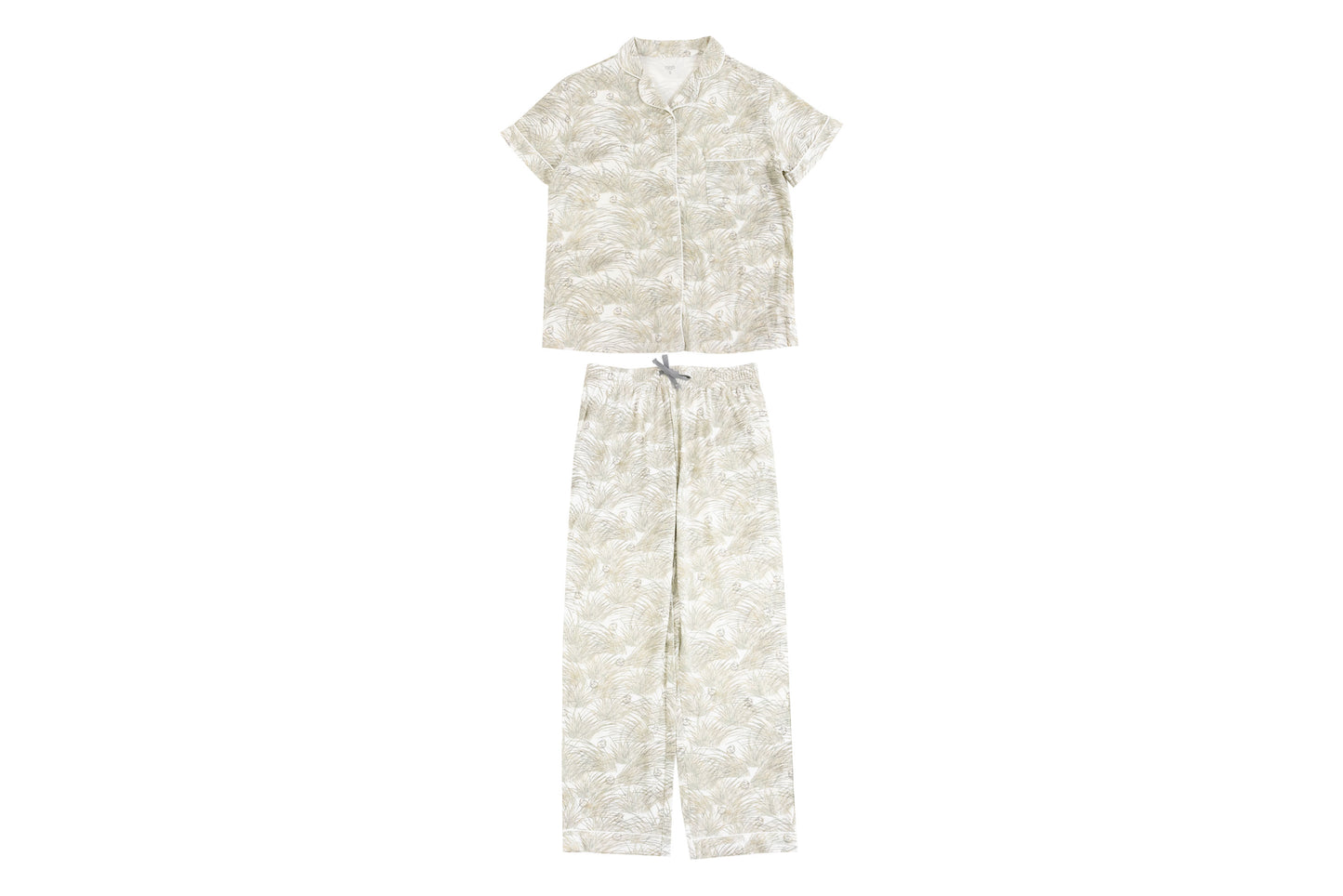 Women's Bamboo Jersey Short Sleeve Button-up PJ Set - Seagulls & Seagrass - Nest Designs