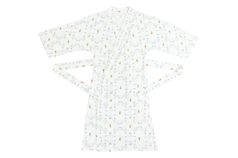 
            
                Load image into Gallery viewer, Women&amp;#39;s Bamboo Jersey Robe - Seagulls &amp;amp; Seashells - Nest Designs
            
        