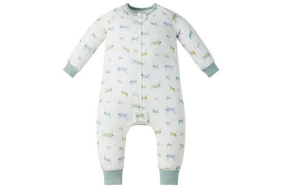 Long Sleeve Footed Sleep Bag 0.6 TOG (Bamboo Pima) - The Ant & The Grasshopper