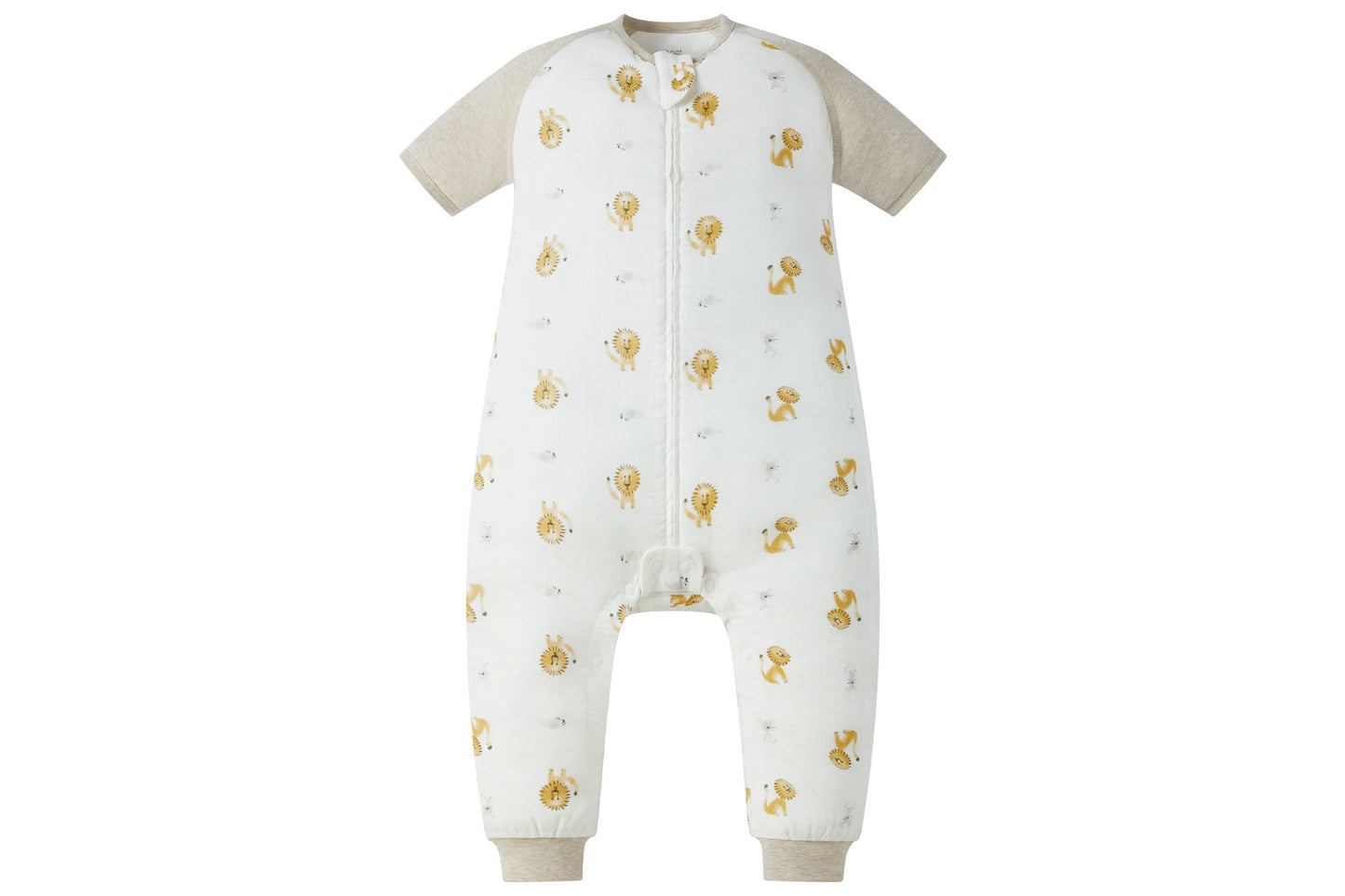 Load image into Gallery viewer, Raglan Short Sleeve Footed Sleep Bag 0.6 TOG (Bamboo Pima) - The Lion and The Mouse
