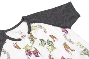 
            
                Load image into Gallery viewer, Raglan Bamboo Pima Short Sleeve Footed Sleep Bag 0.6 TOG - The Fox &amp;amp; The Grapes
            
        