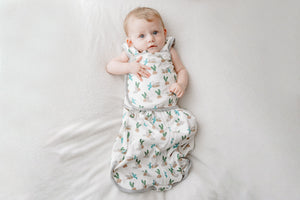 
            
                Load image into Gallery viewer, Organic Cotton Swaddle Sleep Bag 1.0 TOG - Lazy Rabbits
            
        