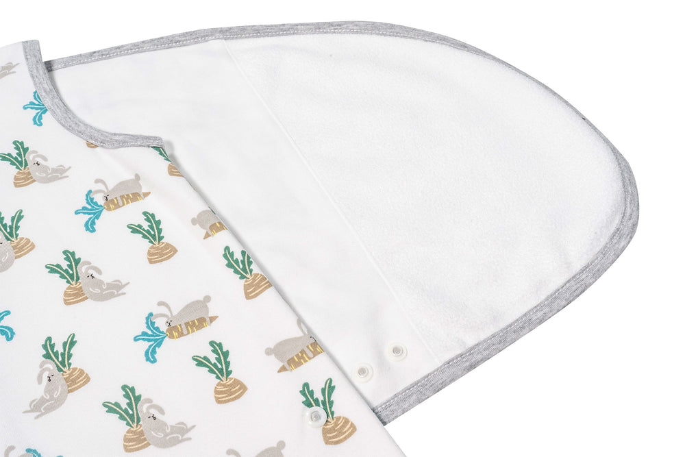 
            
                Load image into Gallery viewer, Organic Cotton Swaddle Sleep Bag 1.0 TOG - Lazy Rabbits
            
        
