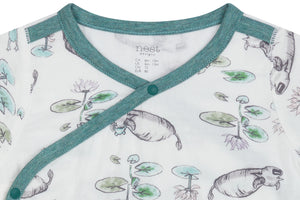
            
                Load image into Gallery viewer, Bamboo Pima Short Sleeve Kimono Onesie - The Frog &amp;amp; The Ox
            
        