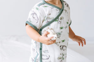 
            
                Load image into Gallery viewer, Bamboo Pima Short Sleeve Kimono Onesie - The Frog &amp;amp; The Ox
            
        
