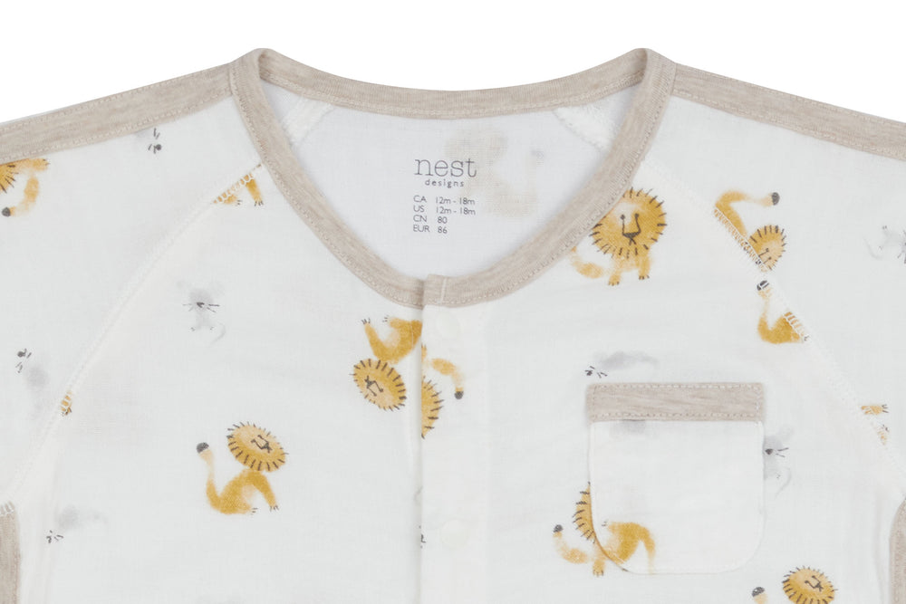 
            
                Load image into Gallery viewer, Bamboo Pima Short Sleeve Romper - The Lion and The Mouse
            
        