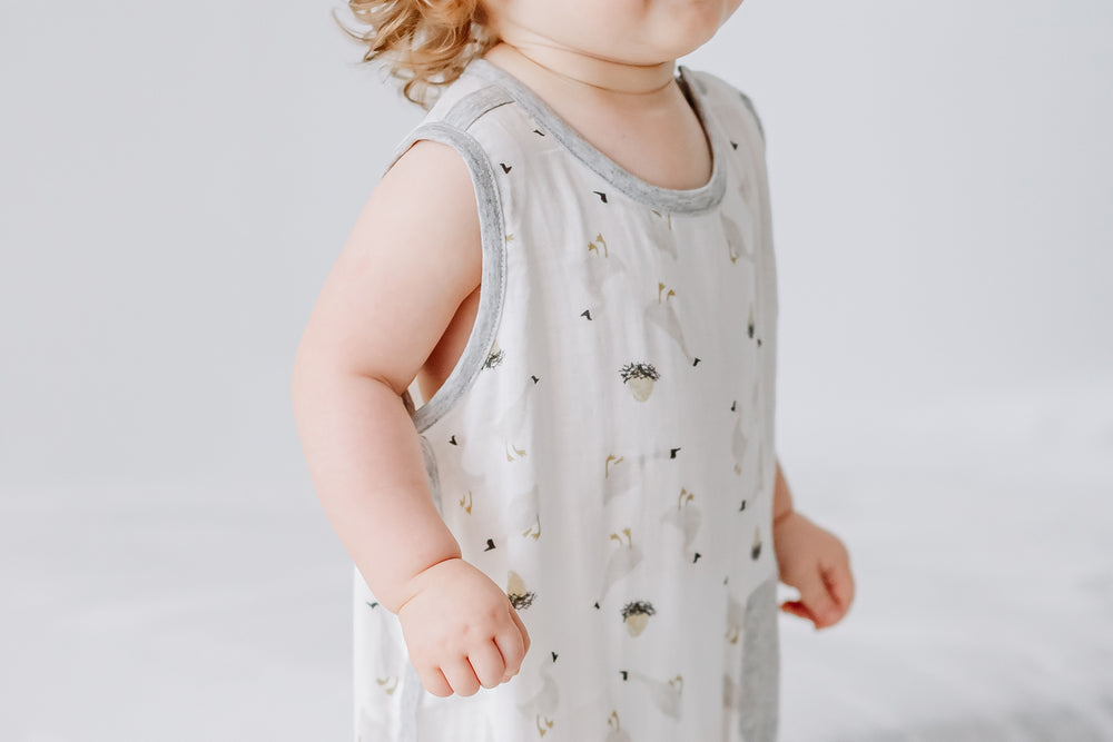
            
                Load image into Gallery viewer, Bamboo Pima Sleeveless Romper - The Goose &amp;amp; The Golden Egg
            
        