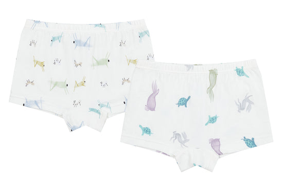 Load image into Gallery viewer, Girls Boy Short Underwear (Bamboo, 2 Pack) - The Hare &amp;amp; The Ant
