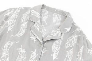Unisex Bamboo Pima 3/4 Sleeve Button-up PJ Set - Feather Grey