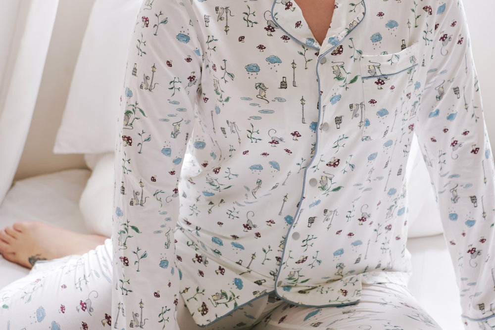 Bamboo Jersey Long Sleeve Button-up Unisex Pj Set - The Town Mouse & The Country Mouse