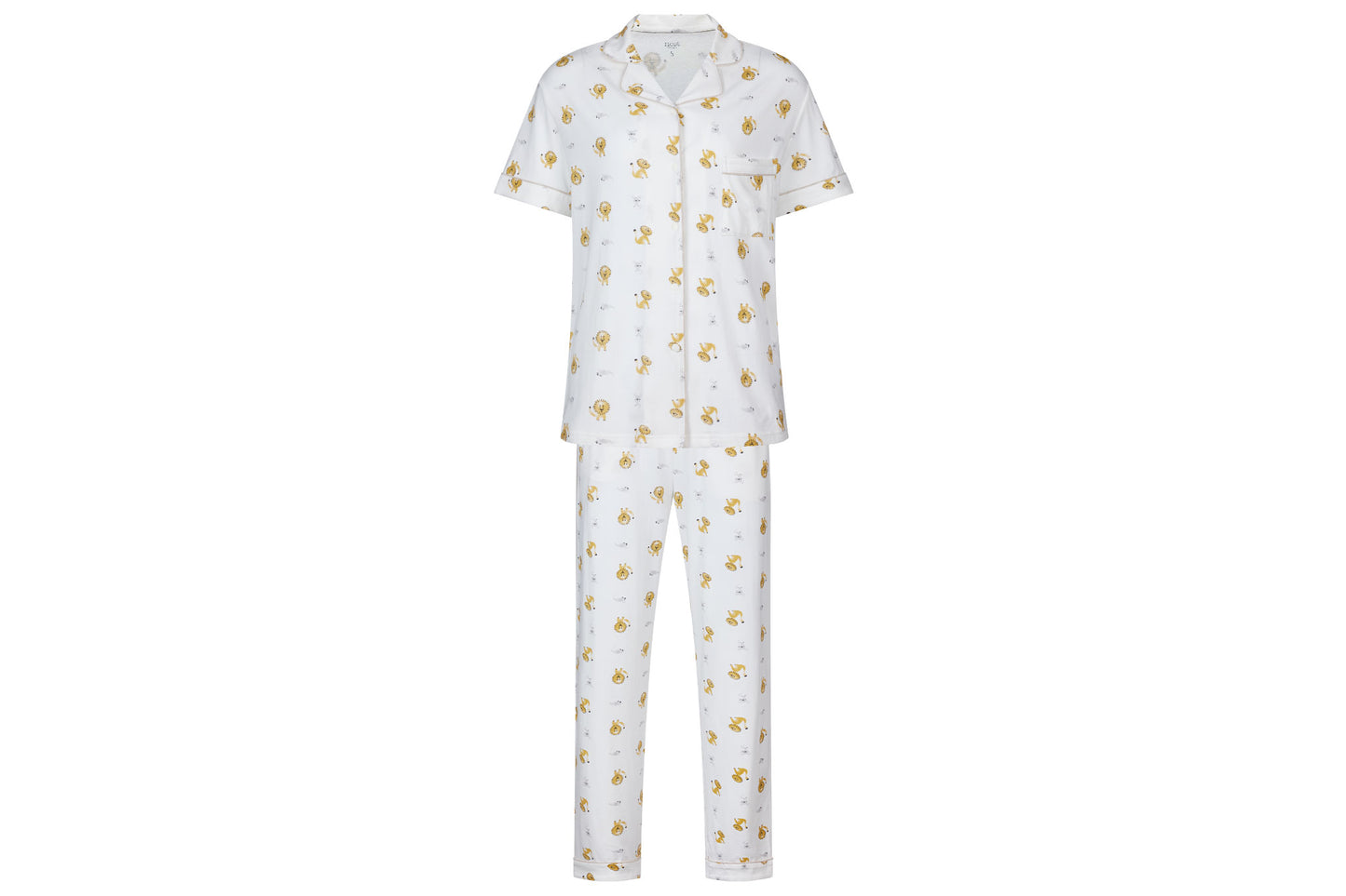 Women's Short Sleeve Button-up PJ Set (Bamboo Jersey) - The Lion & The Mouse