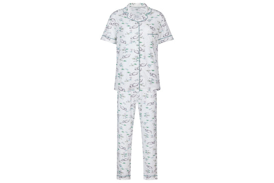 Load image into Gallery viewer, Women&amp;#39;s Short Sleeve Button-up PJ Set (Bamboo Jersey) - The Frog &amp;amp; The Ox
