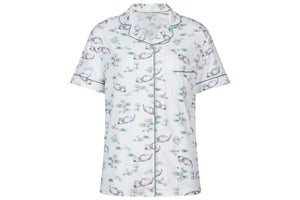 
            
                Load image into Gallery viewer, Women&amp;#39;s Bamboo Jersey Short Sleeve Button-up PJ Set - The Frog &amp;amp; The Ox
            
        