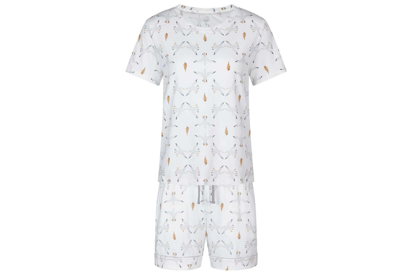 Women's Short Sleeve PJ Set (Bamboo Jersey) - Seagulls & Seashells