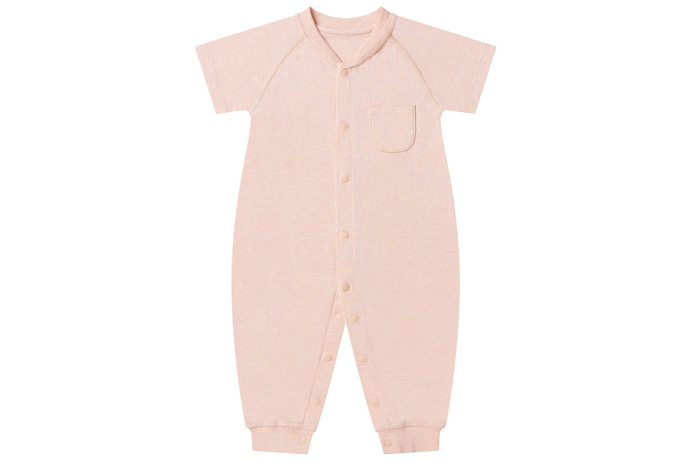 
            
                Load image into Gallery viewer, Bamboo Jersey Short Sleeve Romper - Pantone Bellini
            
        