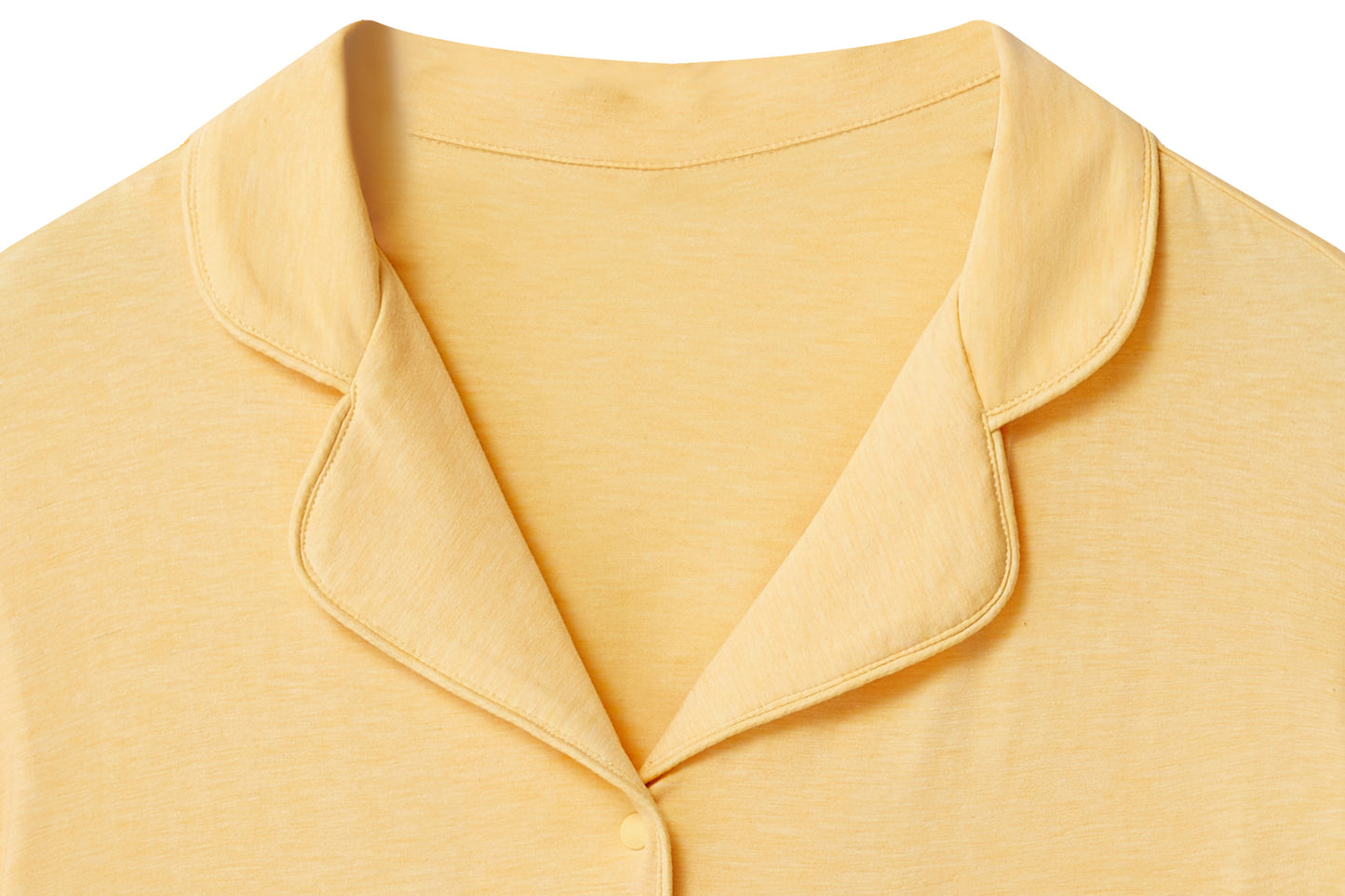 Women's Short Sleeve Button-Up Shirt (Bamboo Jersey) - Pantone Sunset Gold