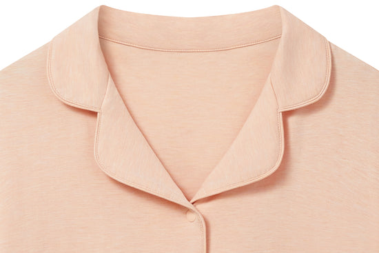 Women's Short Sleeve Button-Up Shirt (Bamboo Jersey) - Pantone Bellini