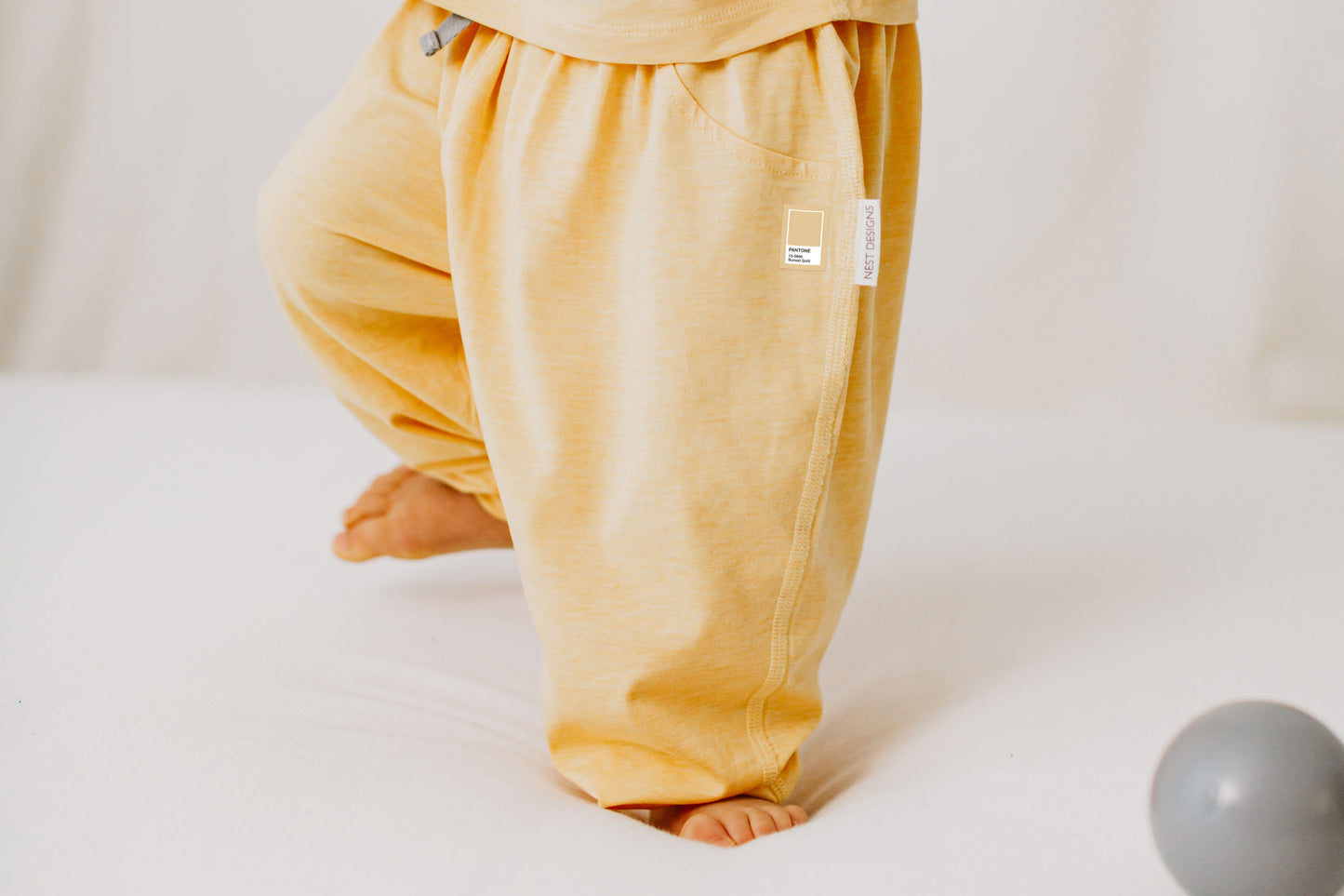 Load image into Gallery viewer, Harem Pants (Bamboo Jersey) - Pantone Sunset Gold
