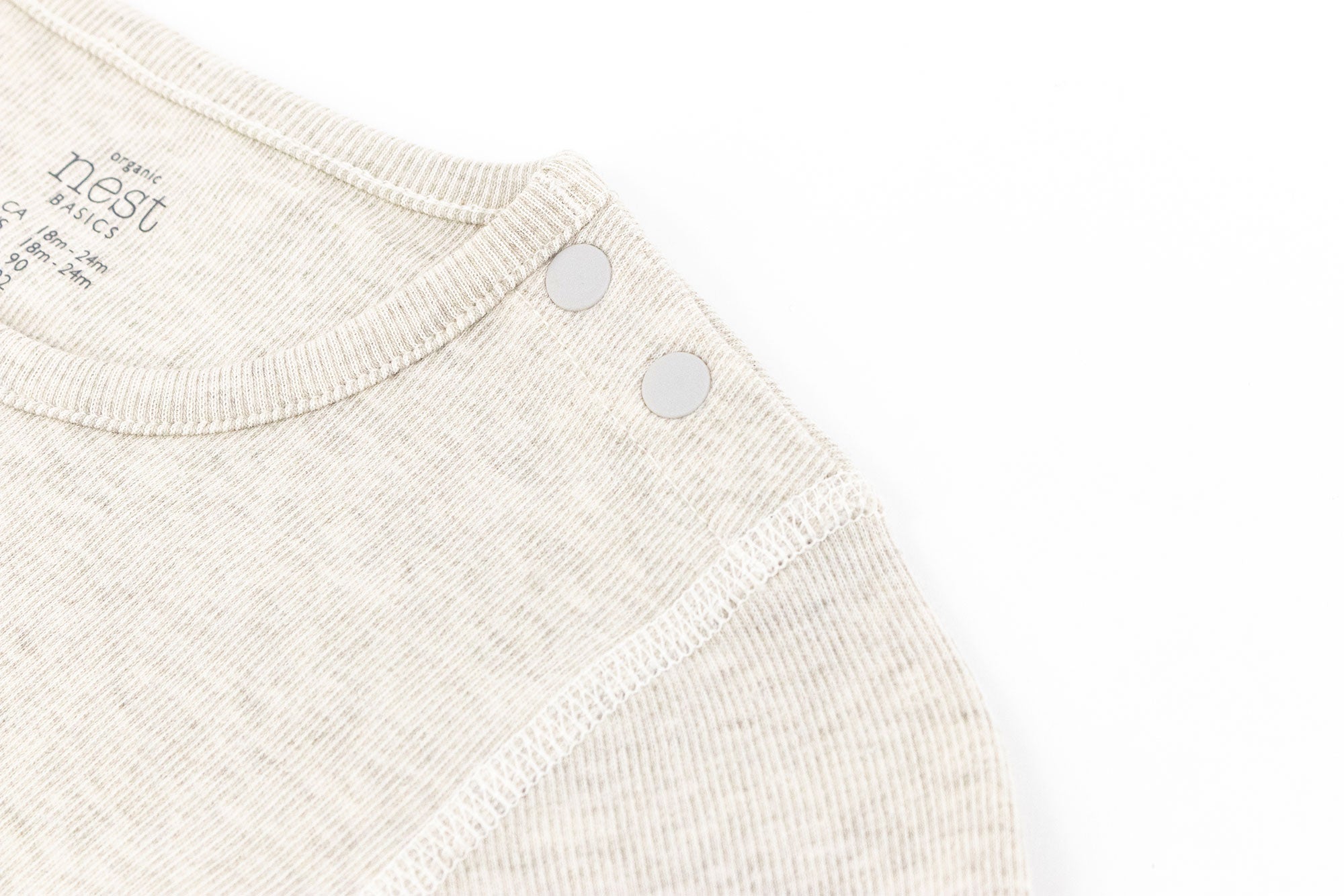 Basics Organic Cotton Ribbed Long Sleeve T-Shirt (2 Pack) - Light Grey - Nest Designs